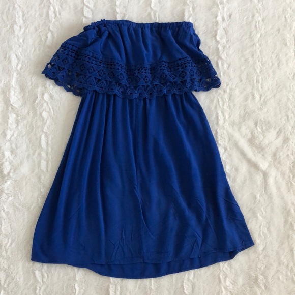 Royal Blue Strapless Summer Dress - Picture 3 of 3